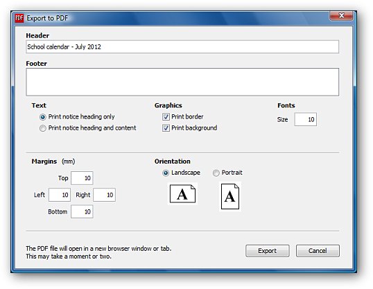 iNoticeboard PDF Window